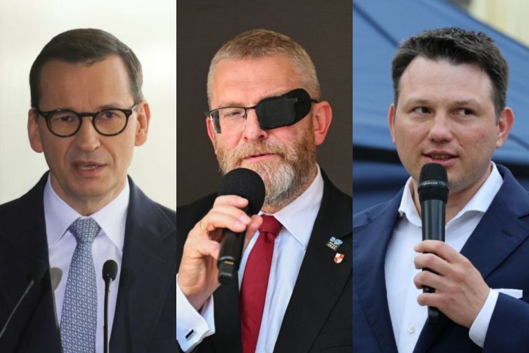 Mateusz Morawiecki, Grzegorz Braun i Sławomir Mentzen.