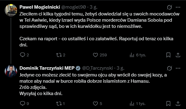 Tarczyński, Mogielnicki, spór na X.