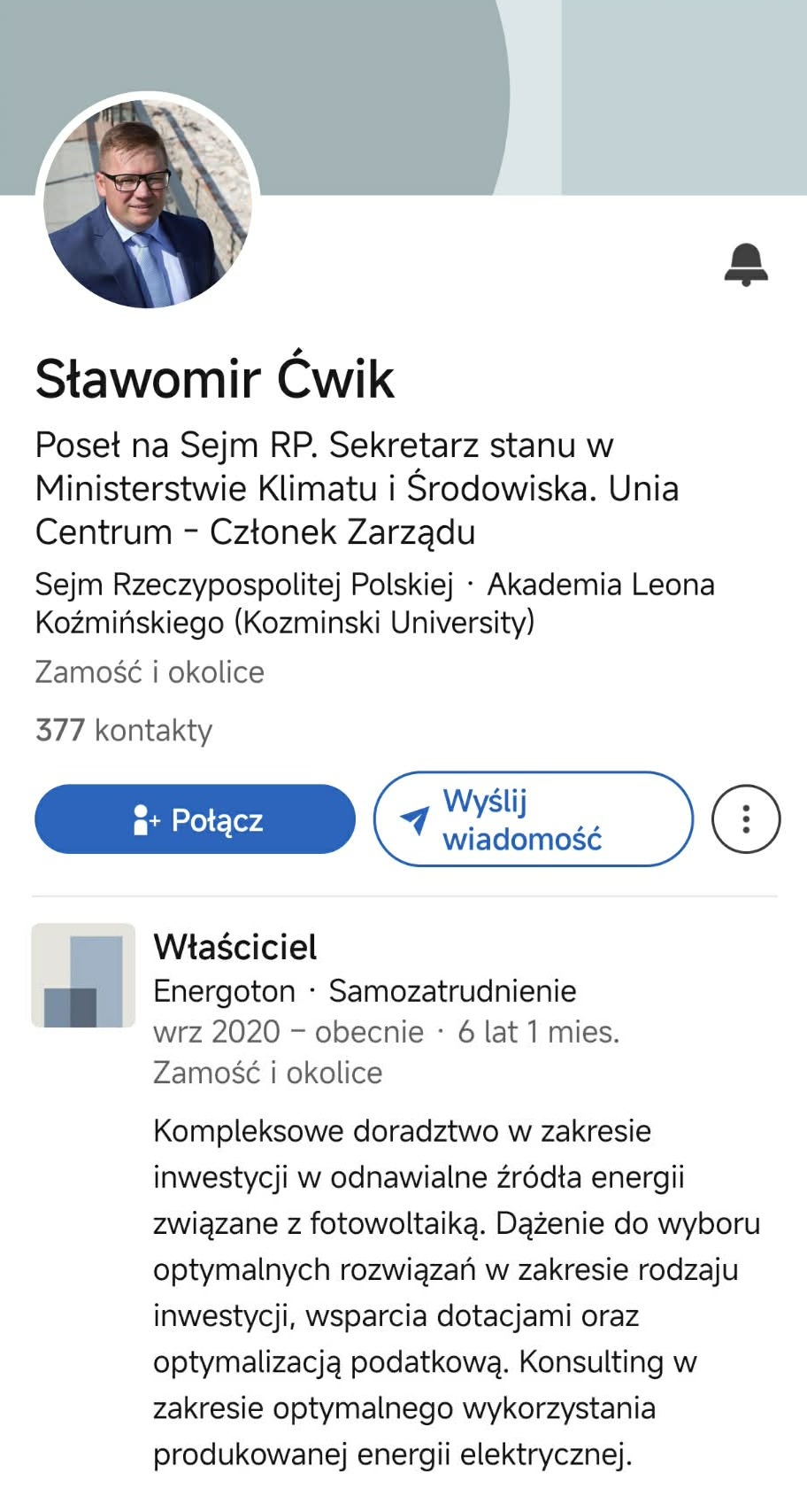 Ćwik, Energoton, LinkedIn.
