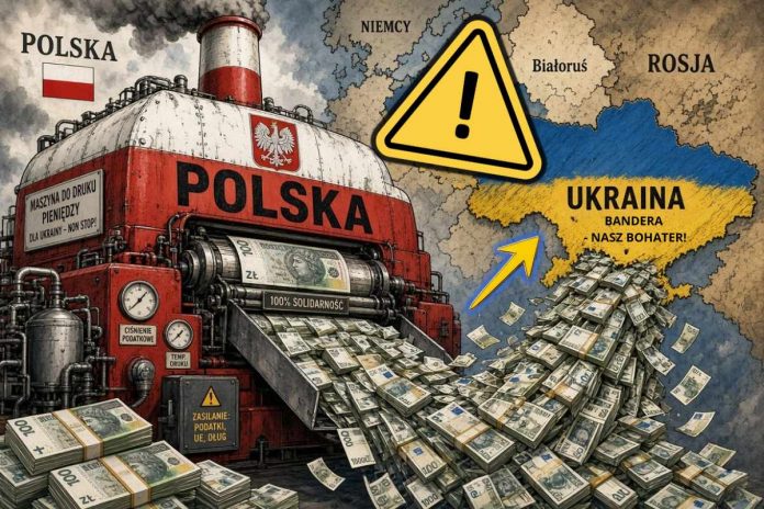 NCZAS.INFO | Polska - stałe źródło finansowego zasilania Ukrainy. / Grafika ilustracyjna, stworzona przez AI