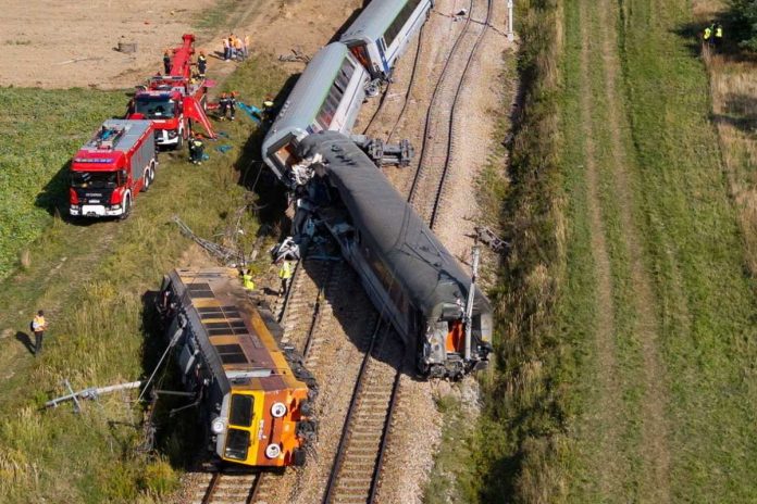 Miejsce wypadku na przejeździe kolejowym w miejscowości Sokolniki Suche