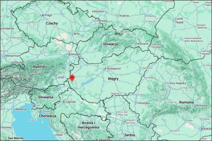 NCZAS.INFO | Lokalizacja miejsca wypadku na mapie Węgier. Obrazek ilustracyjny. Źródło: google maps