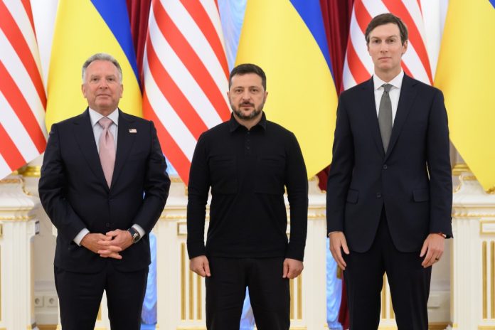 NCZAS.INFO | Steve Witkoff, Wołodymyr Zelenski, Jared Kushner w Kijowie. Foto: X/Zelensky