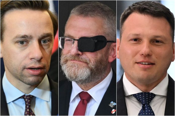 Krzysztof Bosak, Grzegorz Braun, Sławomir Mentzen.