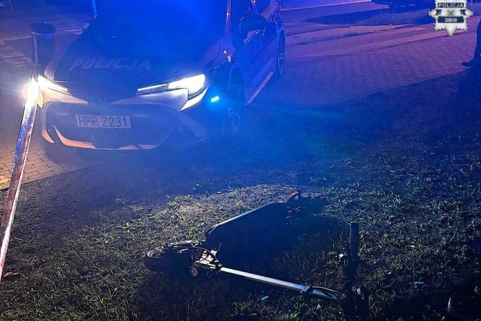 Radiowóz, policja hulajnoga, wypadek.