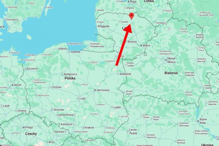 NCZAS.INFO | Orientacyjne miejsce eksplozji ukraińskiego drona, który wleciała na Litwę od strony Polski. Obrazek ilustracyjny. Źródło: google maps