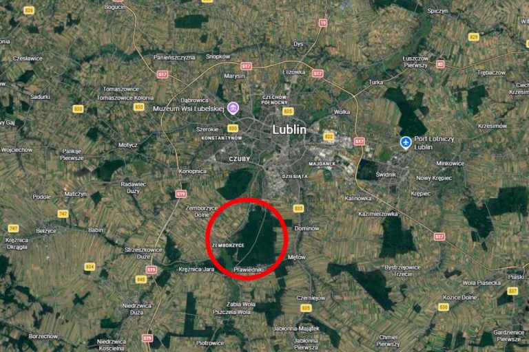 NCZAS.INFO | Rejon poszukiwań domniemanego obiektu w rejonie Jeziora Zemborzyckiego. Foto: google maps
